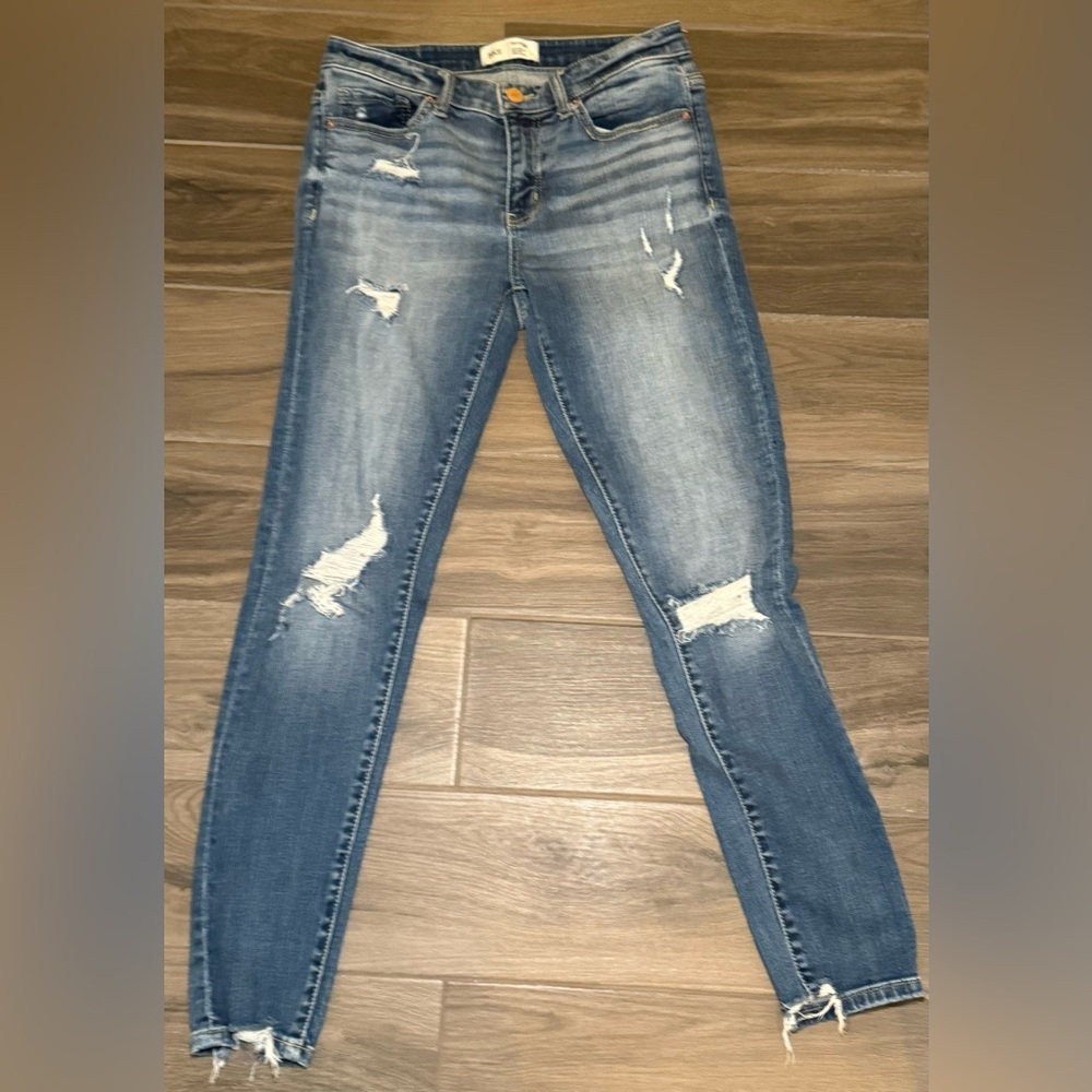 BKE Jeans Womens 26x31.5* Blue Payton Universal Fit Mid Rise Skinny Distressed